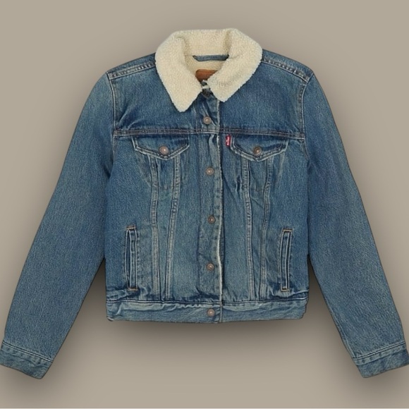 Levi’s Medium Wash Original Sherpa Trucker Jacket Size Small - Picture 1 of 16
